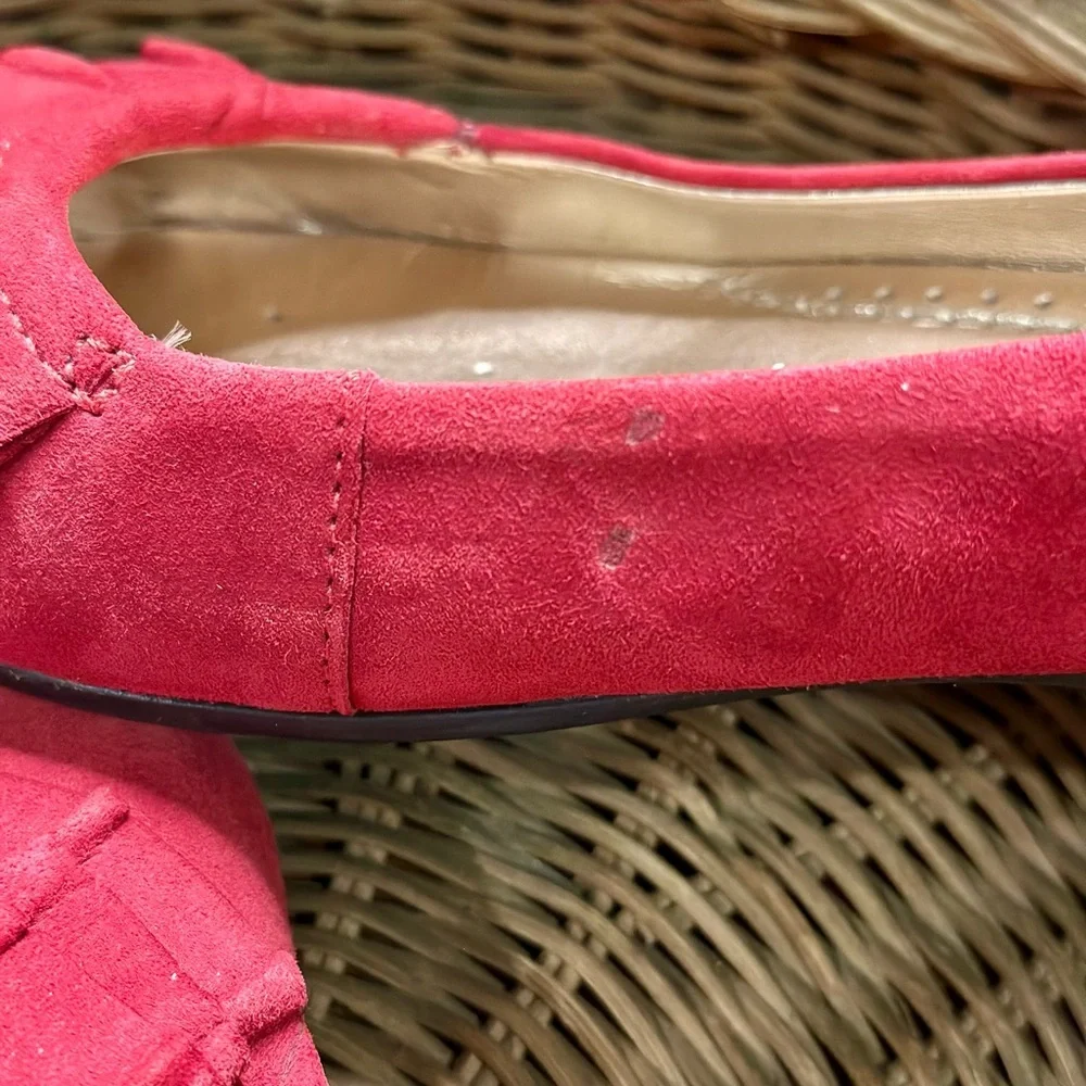 L.L. Bean Women's Red Suede Ruffle Shoes - Picture 6 of 9